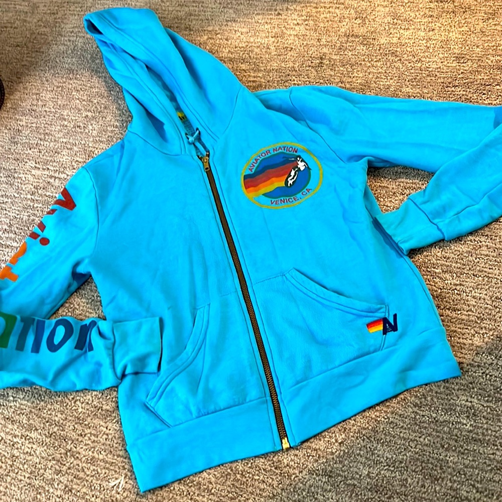 Turquoise Aviator Nation XS zip up hoodie